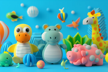 Naklejka premium 3d animal game-style illustration isolated