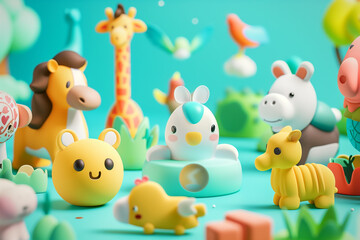 Naklejka premium 3d animal game-style illustration isolated