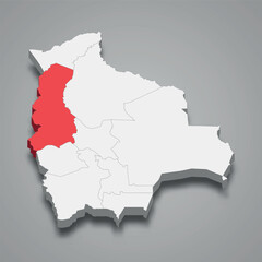 La Paz department location within Bolivia 3d map