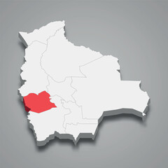 Oruro department location within Bolivia 3d map
