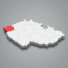 Karlovy Vary region location within Czech Republic 3d map