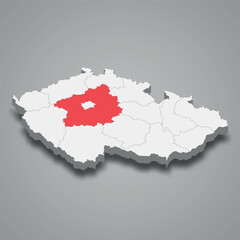 Central Bohemia region location within Czech Republic 3d map