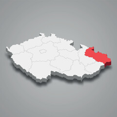 Moravia-Silesia region location within Czech Republic 3d map
