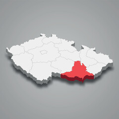 South Moravia region location within Czech Republic 3d map