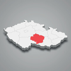 Vysocina region location within Czech Republic 3d map
