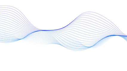 Abstract blue and purple flowing wave lines on white background. Modern colorful wavy lines pattern design element.