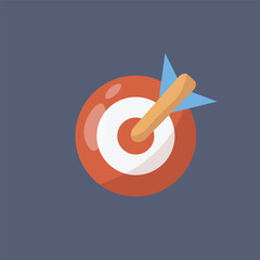 red circle target with arrow in flat vector design.