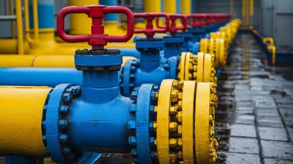 Pipelines and auxiliary equipment at gas pumping stations.