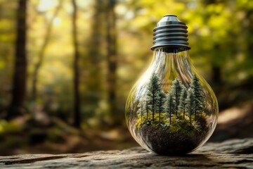 Natural greenery and lighting in a go green, eco friendly concept - Stock