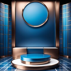 Fototapeta premium blue podium aesthetic