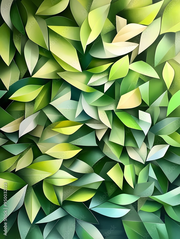 Poster Abstract Green Leaf Pattern.