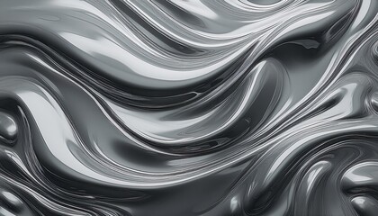 Obraz premium Abstract melted metal wallpaper. Abstract texture of shiny grey liquid with reflections. Melted iron metal. liquid silver paint. 3d rendering