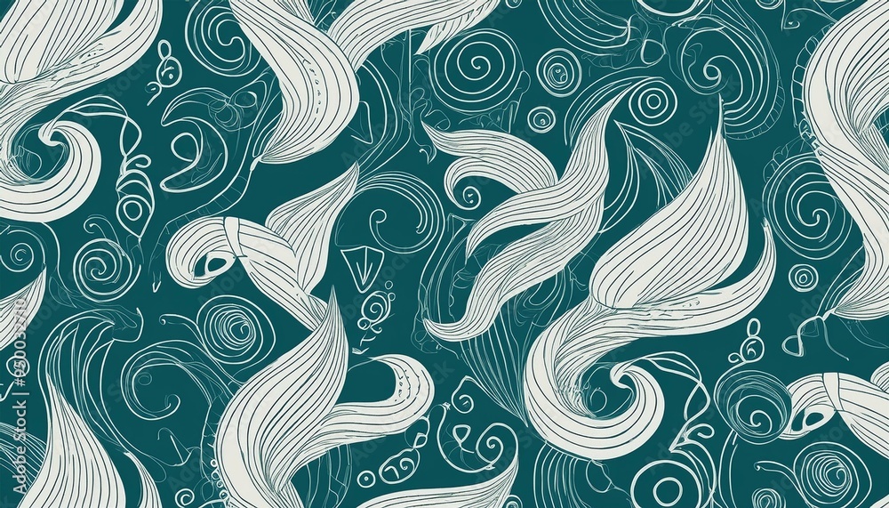 Wall mural abstract seamless patterns containing hand-drawn elements