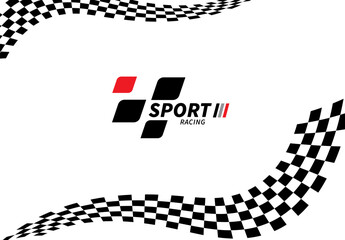 Race flag background. Checkered flag. Black and white checker. Finishing flag. Automotive graphics. Race motorsport concept. Vector illustration