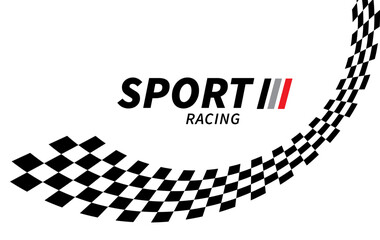 Race flag background. Checkered flag. Black and white checker. Finishing flag. Automotive graphics. Race motorsport concept. Vector illustration