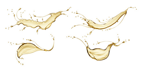 Set Of Oil Splashing, Olive oil or Cosmetic, Fuel Engine, 3d Rendering