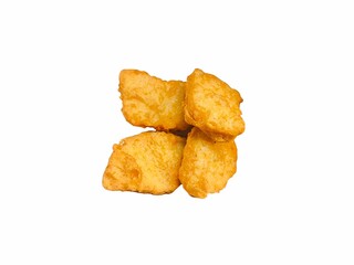 Fried chicken nugget isolated on white background. Fast food concept. Unhealthy eating