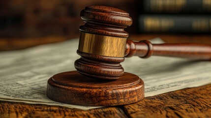 A gavel or legal documents on a table, emphasizing the official nature of divorce proceedings.