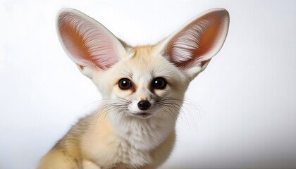 A Fennec Fox on a white background.
