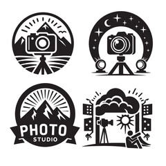 Photography Logo Vector Set  Black and White Camera & Studio Designs