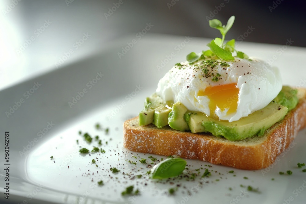 Poster Avocado Toast with Poached Egg