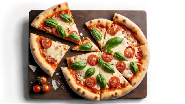 A delicious freshly baked greek pizza with feta cheese, olives, tomato, and green pepper - Powered by Adobe