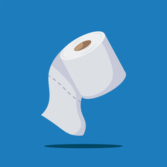 Toilet paper in cartoon style on blue background