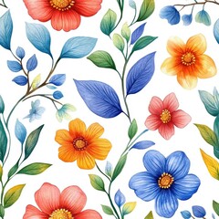 Fototapeta premium Watercolor Floral Seamless Pattern