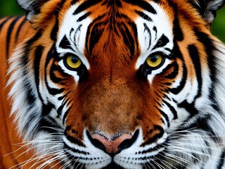 Obraz premium Close-up detail portrait of Sumatran tiger, Panthera tigris sumatrae, rare tiger subspecies that inhabits the Indonesian island of Sumatra.