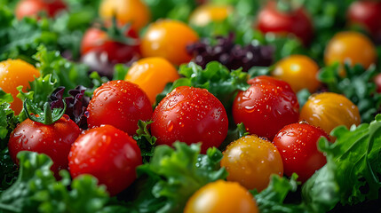 Leafy green salad with a variety of fresh vegetables