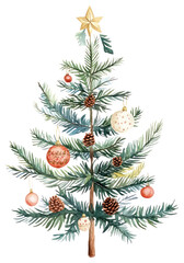 PNG Festive watercolor Christmas tree illustration