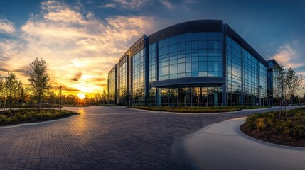 Obraz premium Modern Office Building at Sunset