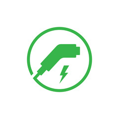 Charging plug icon vector. Charger connector icon. Electric car charging plug sign.