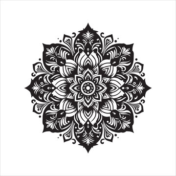recommend clip art: Exquisite Floral Mandala vector illustration silhouette