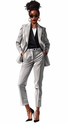 Fototapeta premium Stylish black woman boss fashion illustration