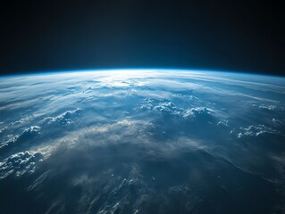 Fototapeta premium A vast overcast sky blending into the endless layers of the stratosphere, capturing the depth of Earths atmosphere, Overcast Endless Stratosphere, Atmospheric depth