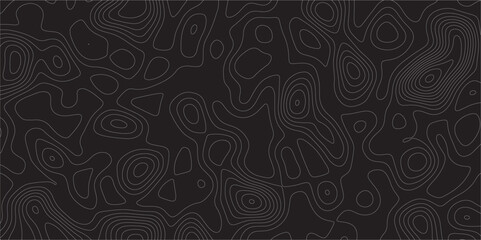 Abstract white on black background Topographic line map pattern. Contour elevation topographic and textured Background Modern design with black background with topographic wavy patted.	