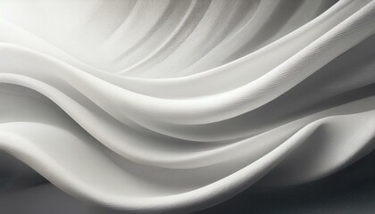 Obraz premium The background is an abstract image of white textured fabric with layers and folds, with a warm light. Illustration for a cover, a card, a postcard, an interior design, a banner, a poster, a