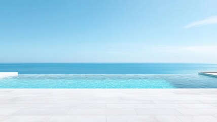 Naklejka premium Contemporary villa with infinity pool and minimalist interiors, luxury lifestyle in tropical locations