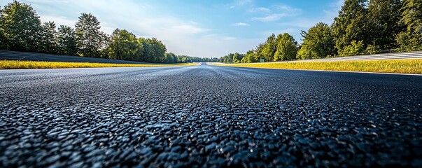 Freshly paved road on a new racetrack under construction, symbolizing the anticipation of future races, Racetrack Road, New beginnings