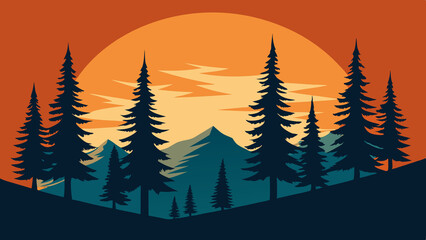 Obraz premium pine tree Silhouette image art for vector illustration