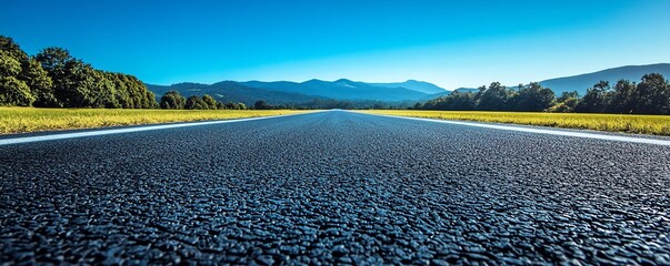 Long, empty stretch of racetrack road under a clear blue sky, inviting the potential for speed, Racetrack Road, Open road opportunity