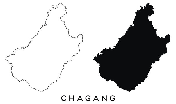 Chagang map outline and black silhouette vector