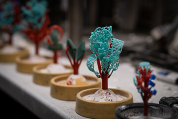 Molds for making rings, green molds from wax for the jewelry industry. wax tree