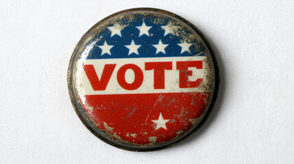 A vintage patriotic VOTE lapel pin button