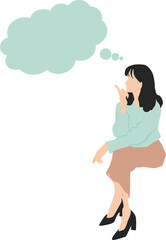 考え事をする女性のイラスト