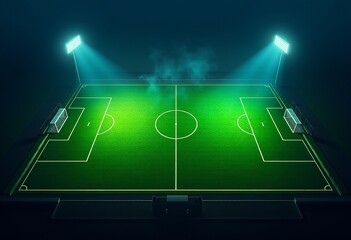 Fototapeta premium Dreamlike Soccer Pitch | Neon Night Scene 