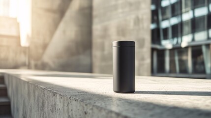 Minimalist Black Mug in Urban Concrete Setting