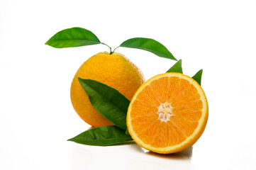 Fresh orange fruit whole and slices