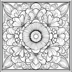 Detailed Floral Mandala with Layered Petals and Geometric Symmetry